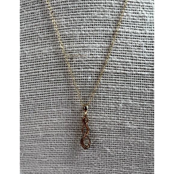 NEW PAJ BB CZ Necklace 17.5” Infinity Pendant Gold Plated Cable Chain - Picture 4 of 7